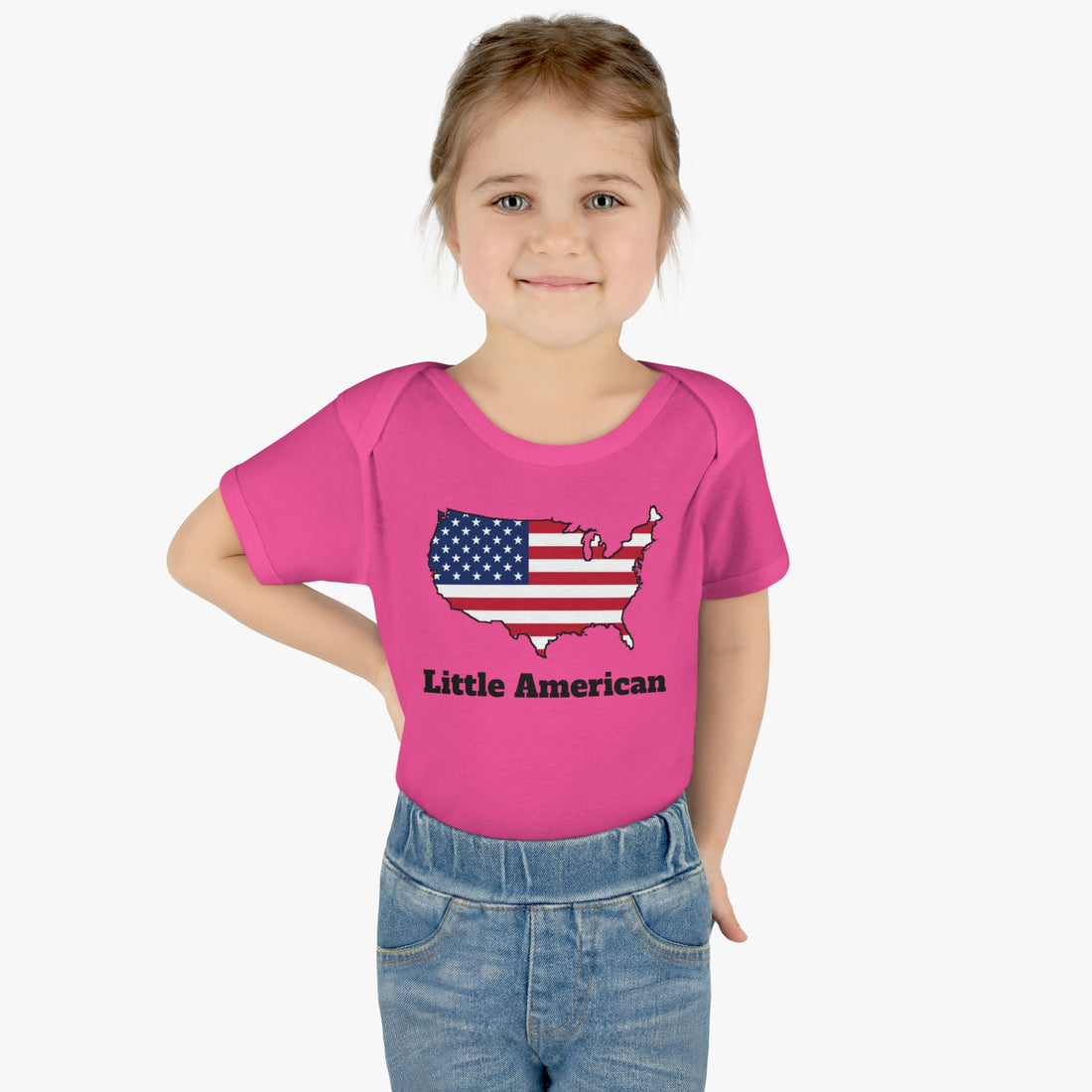 Little American USA flagged Map Infant Baby Rib Bodysuit