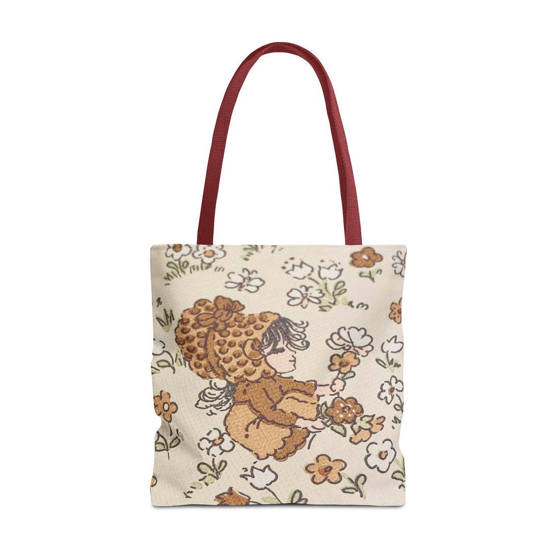 Vintage Girls Collecting Flowers Trending Tote Bag