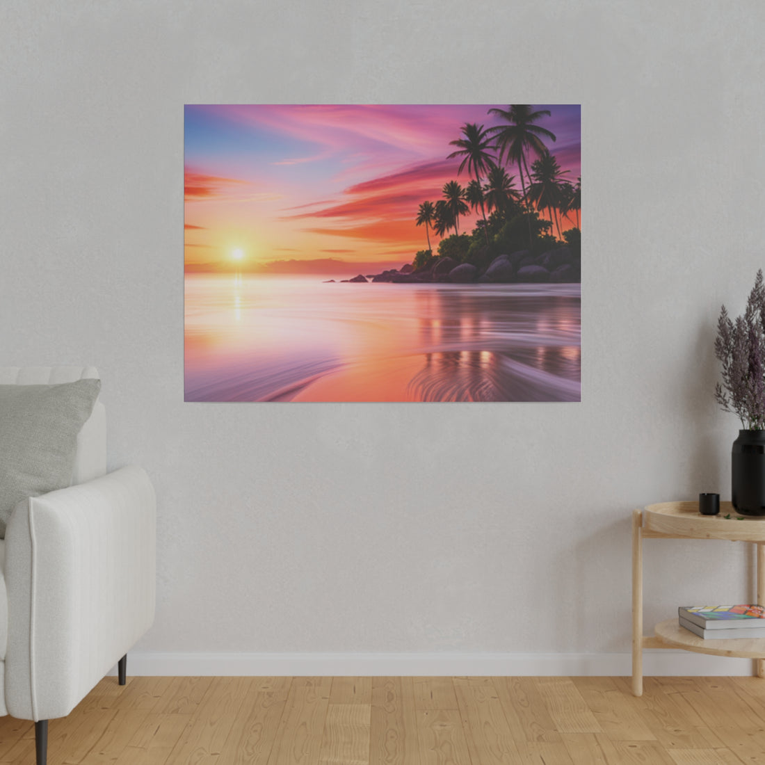 Tropical Island Sunset Matte Canvas, Stretched 0.75"