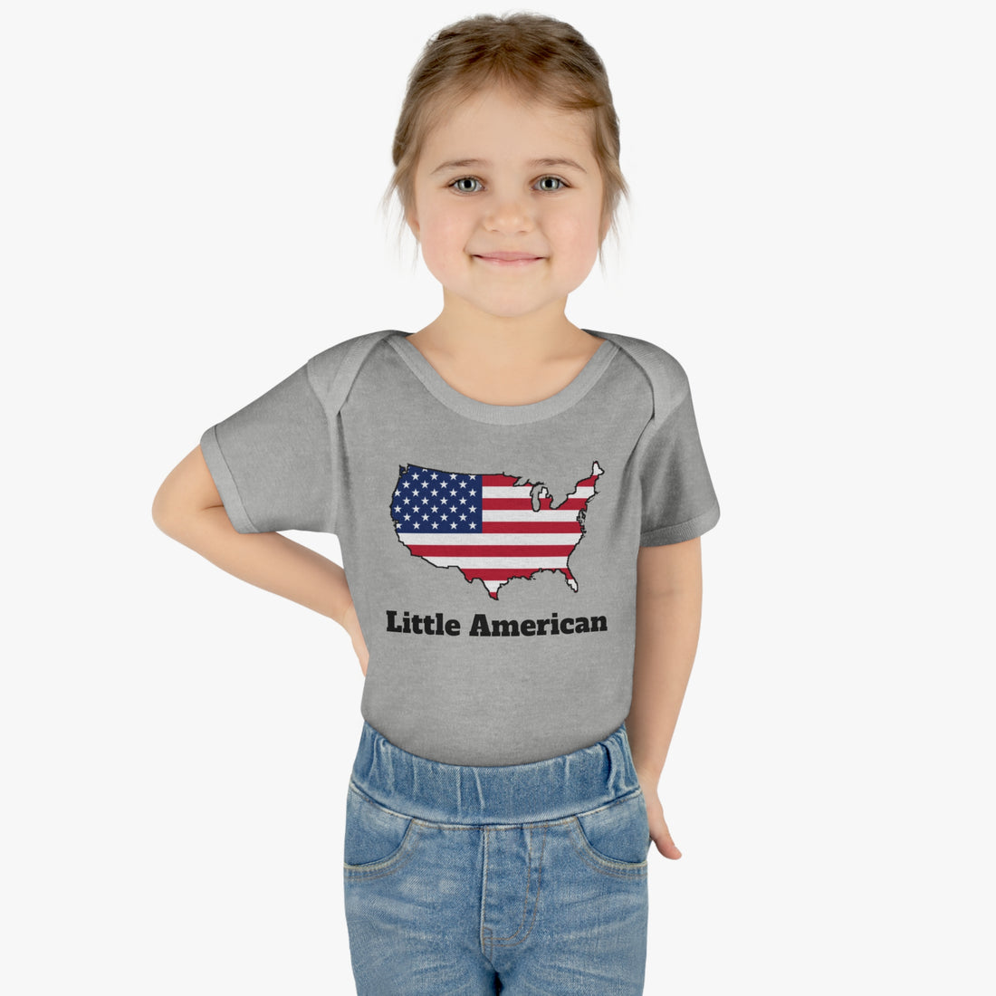 Little American USA flagged Map Infant Baby Rib Bodysuit