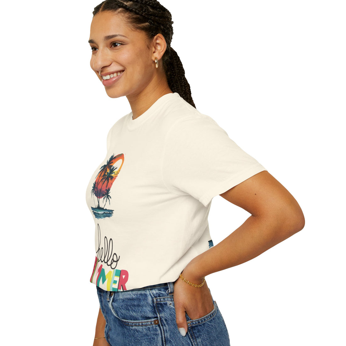 Hello Summer Sunset - Unisex Garment-Dyed T-shirt