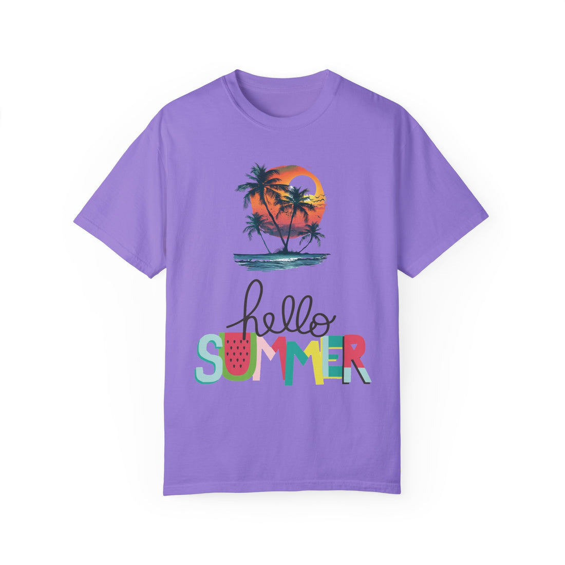 Hello Summer Sunset - Unisex Garment-Dyed T-shirt