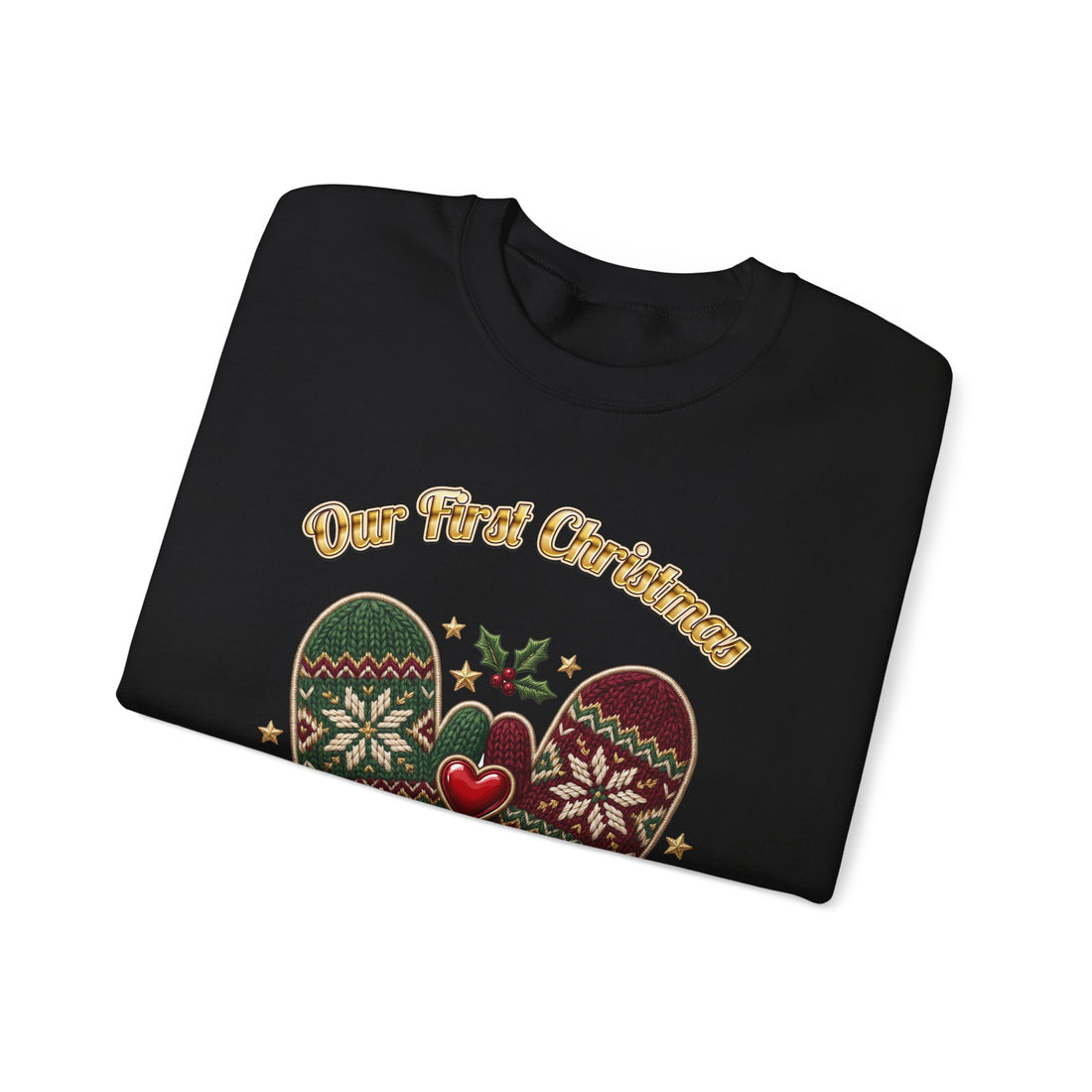 Our First Christmas as Us couples Christmas sweatshirt, dark color by Inkida, view 6