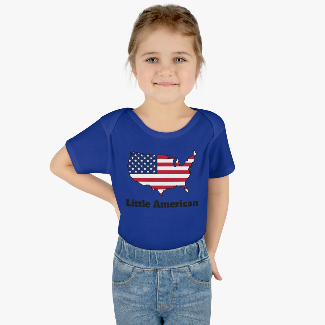 Little American USA flagged Map Infant Baby Rib Bodysuit