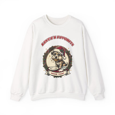 funny dog Christmas sweatshirt Santa's Favorite Snack Thief by Inkida, view 1