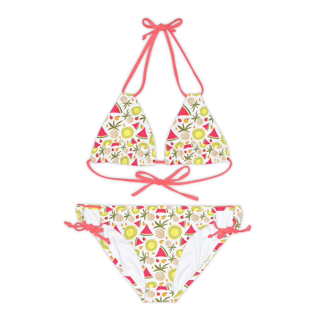Summer Pattern Fruits Strappy Bikini Set
