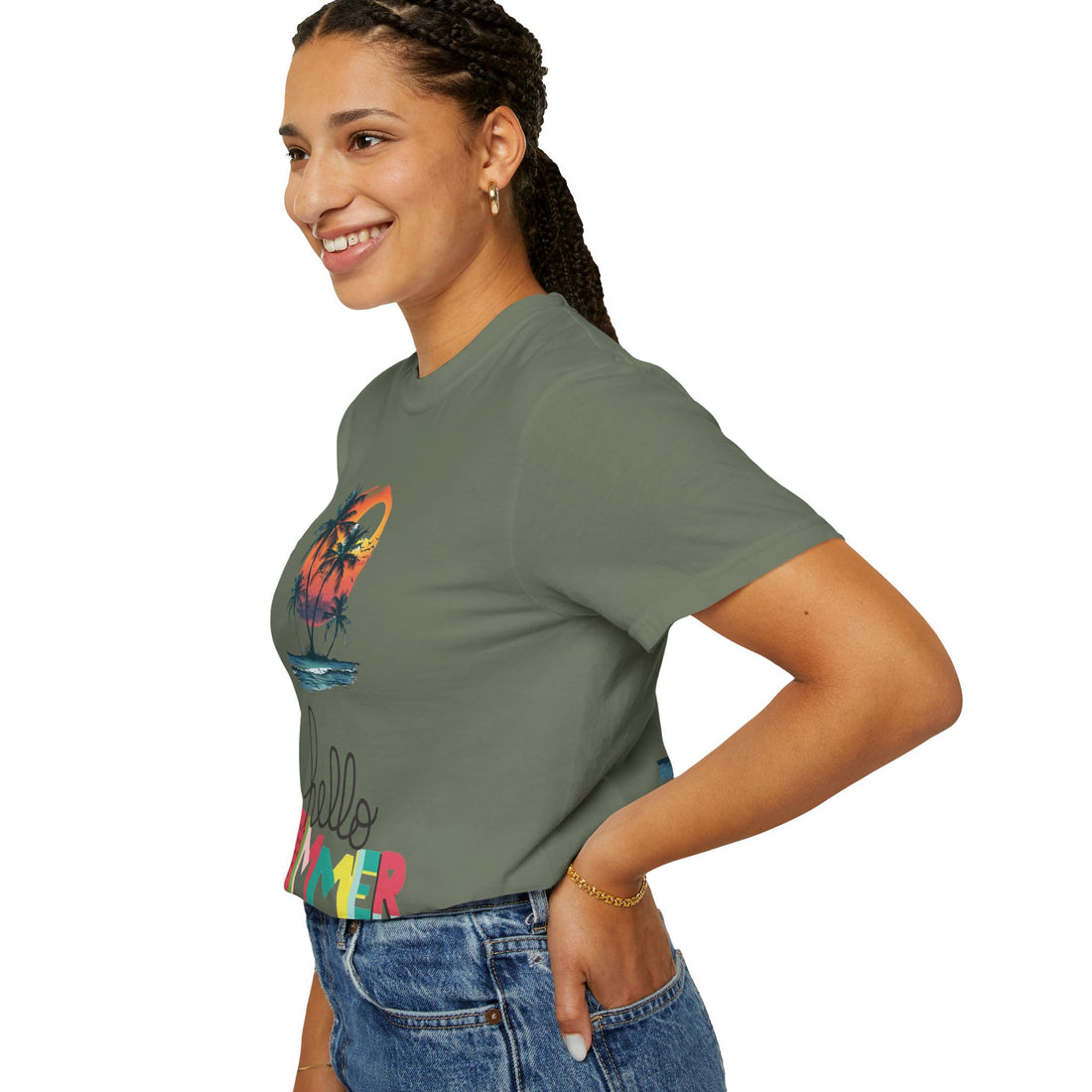 Hello Summer Sunset - Unisex Garment-Dyed T-shirt