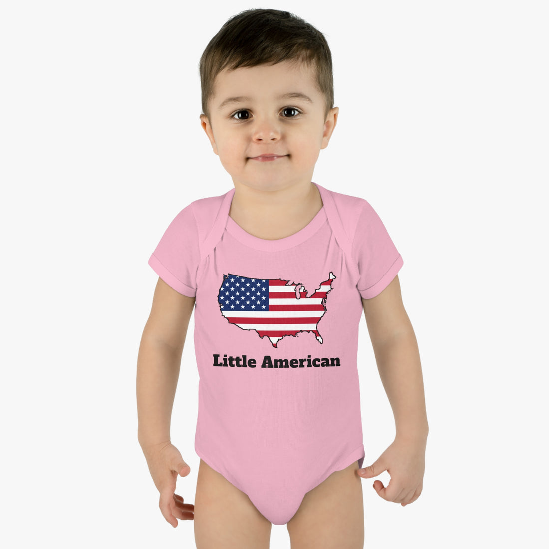 Little American USA flagged Map Infant Baby Rib Bodysuit