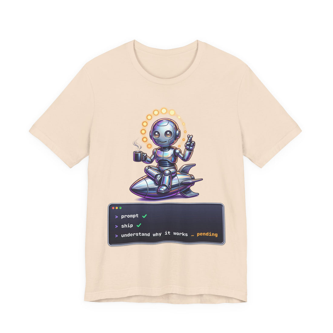 Prompt Ship Pending funny AI developer t-shirt by Inkida, view 4