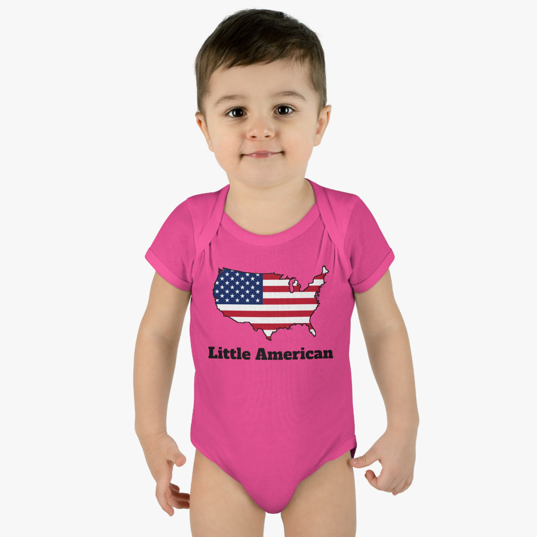 Little American USA flagged Map Infant Baby Rib Bodysuit