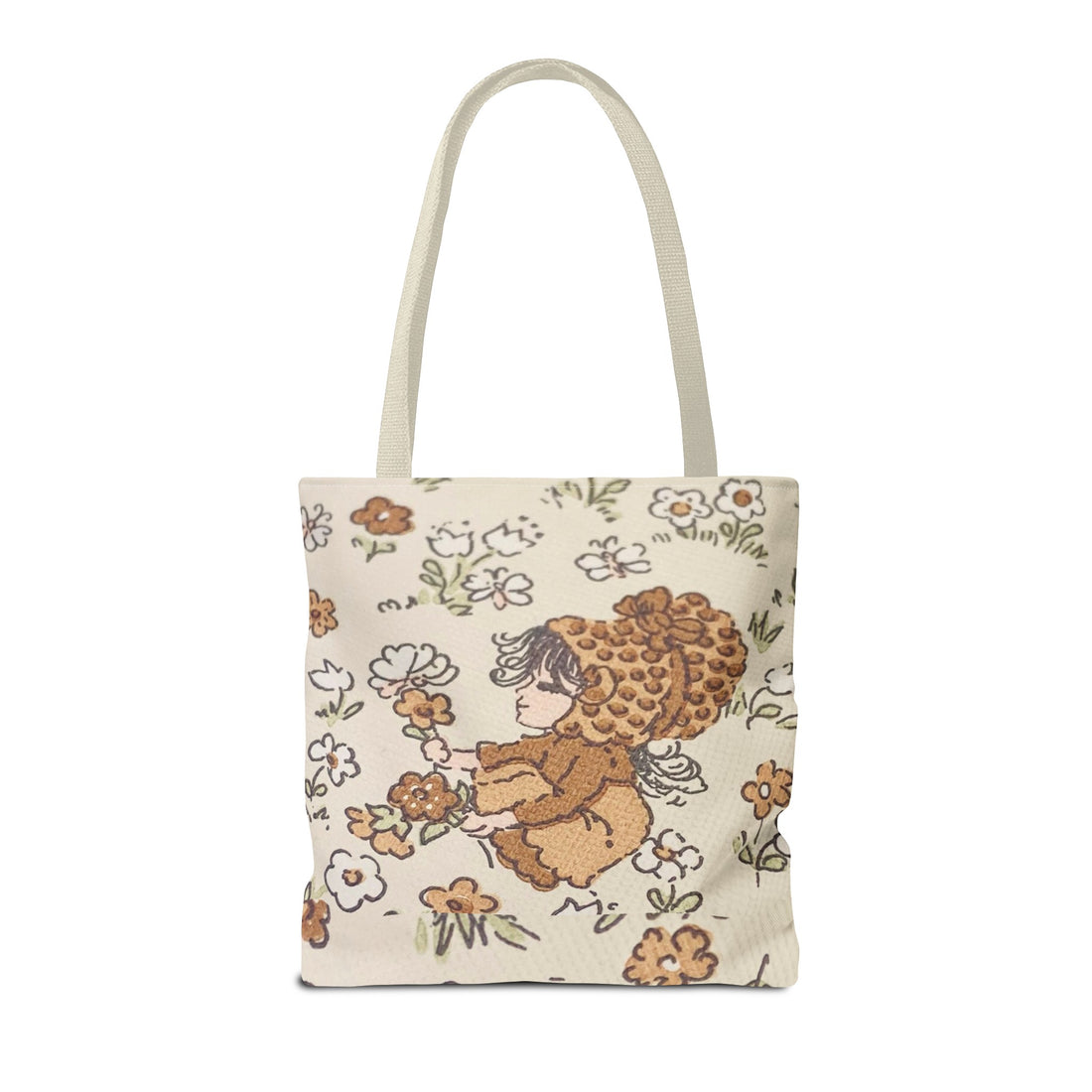 Vintage Girls Collecting Flowers Trending Tote Bag