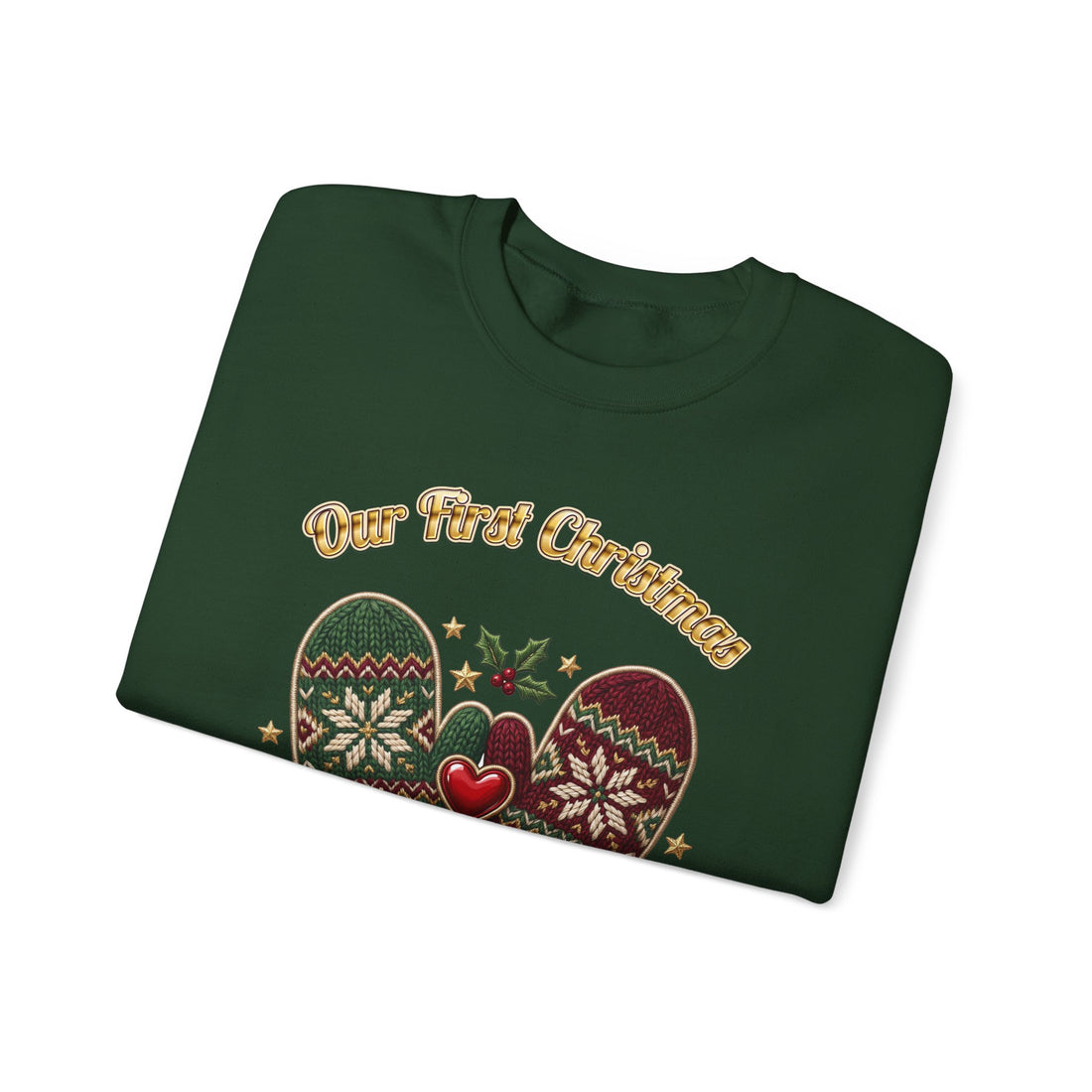 Our First Christmas as Us couples Christmas sweatshirt, dark color by Inkida, view 12