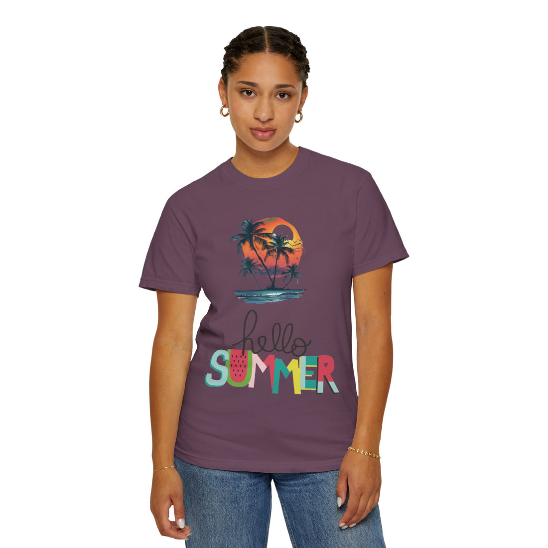Hello Summer Sunset - Unisex Garment-Dyed T-shirt