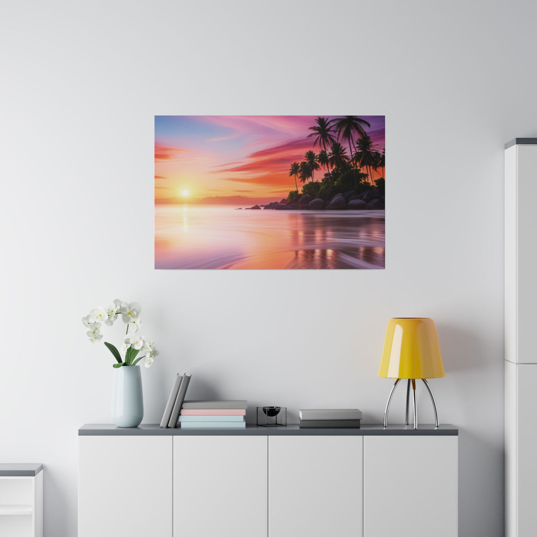 Tropical Island Sunset Matte Canvas, Stretched 0.75"