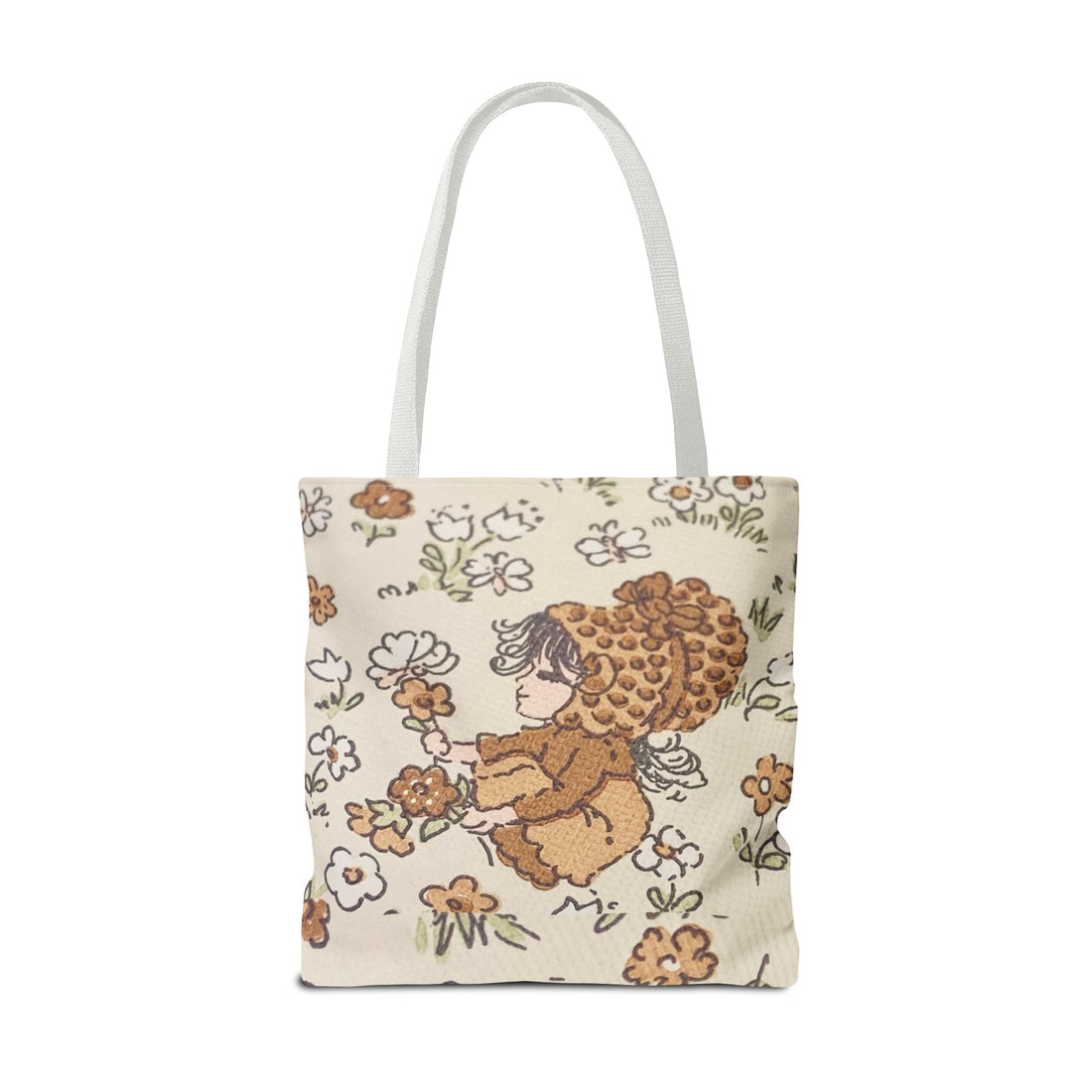 Vintage Girls Collecting Flowers Trending Tote Bag