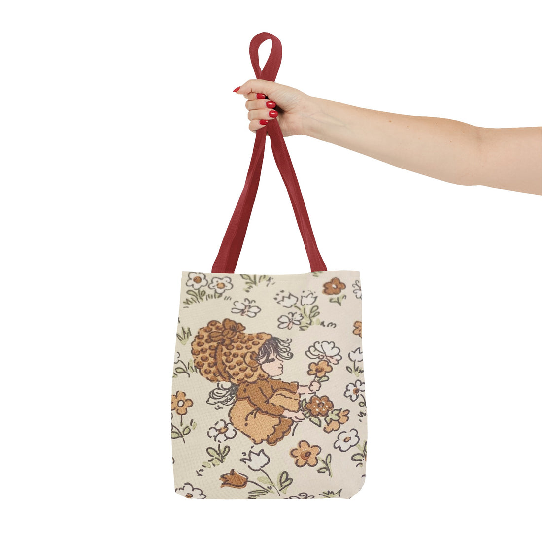 Vintage Girls Collecting Flowers Trending Tote Bag