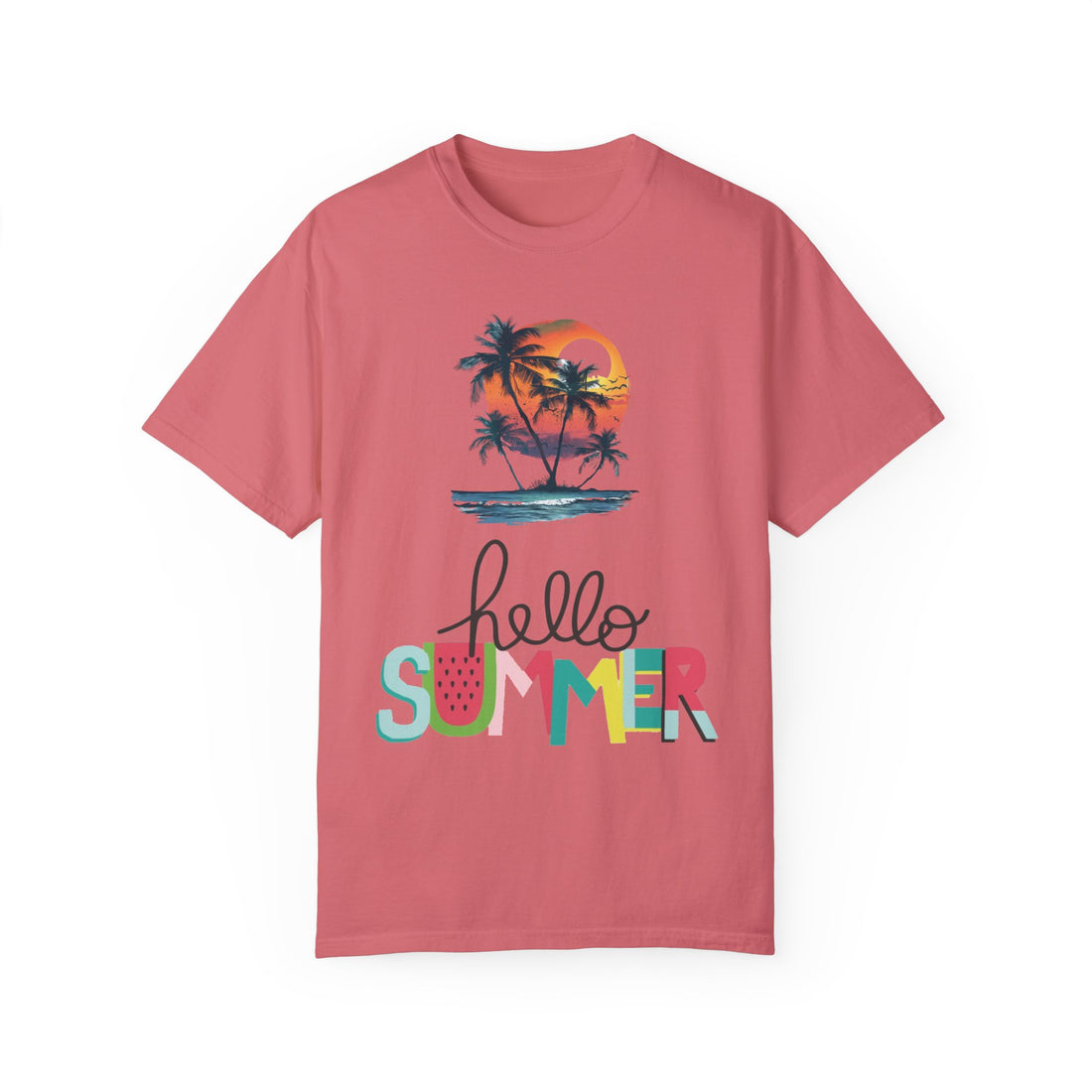 Hello Summer Sunset - Unisex Garment-Dyed T-shirt