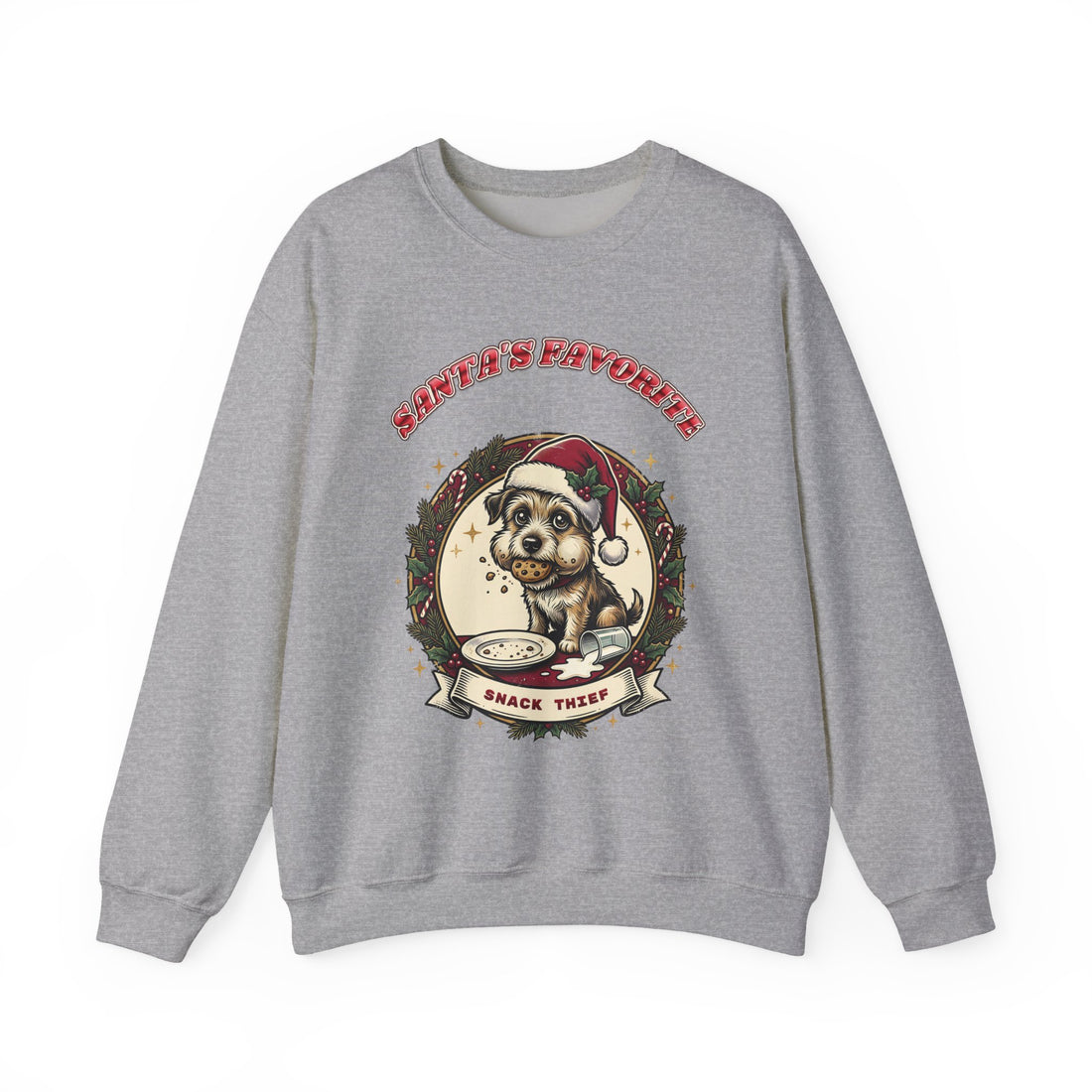 funny dog Christmas sweatshirt Santa's Favorite Snack Thief by Inkida, view 4