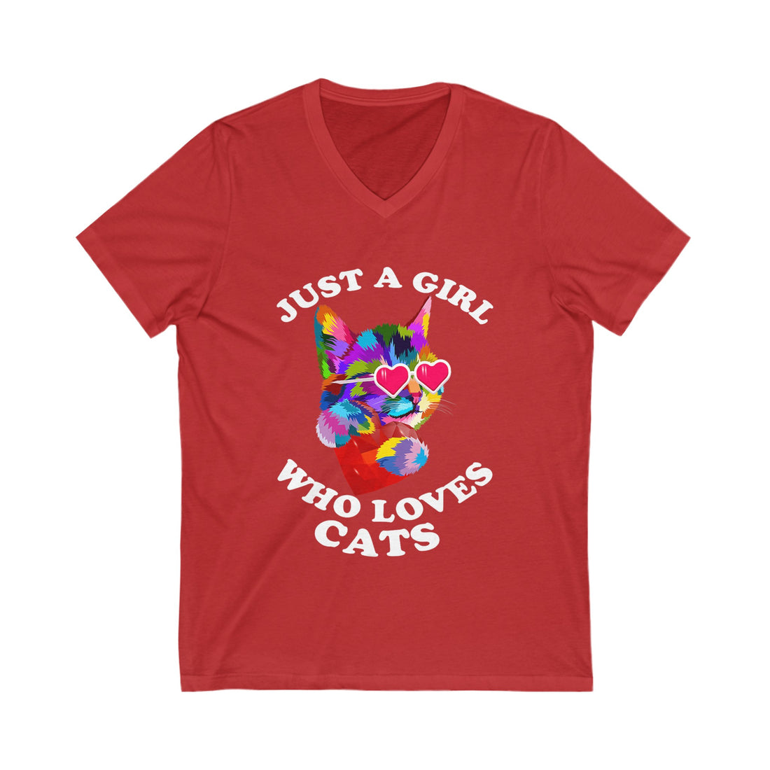 Just A Girl Who Loves Cats Women's Jersey Short Sleeve V-Neck Tee