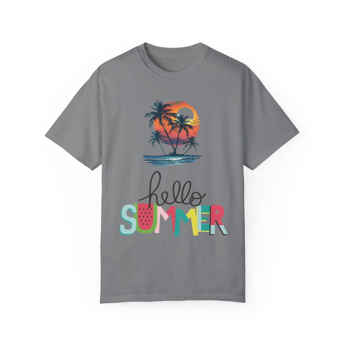 Hello Summer Sunset - Unisex Garment-Dyed T-shirt