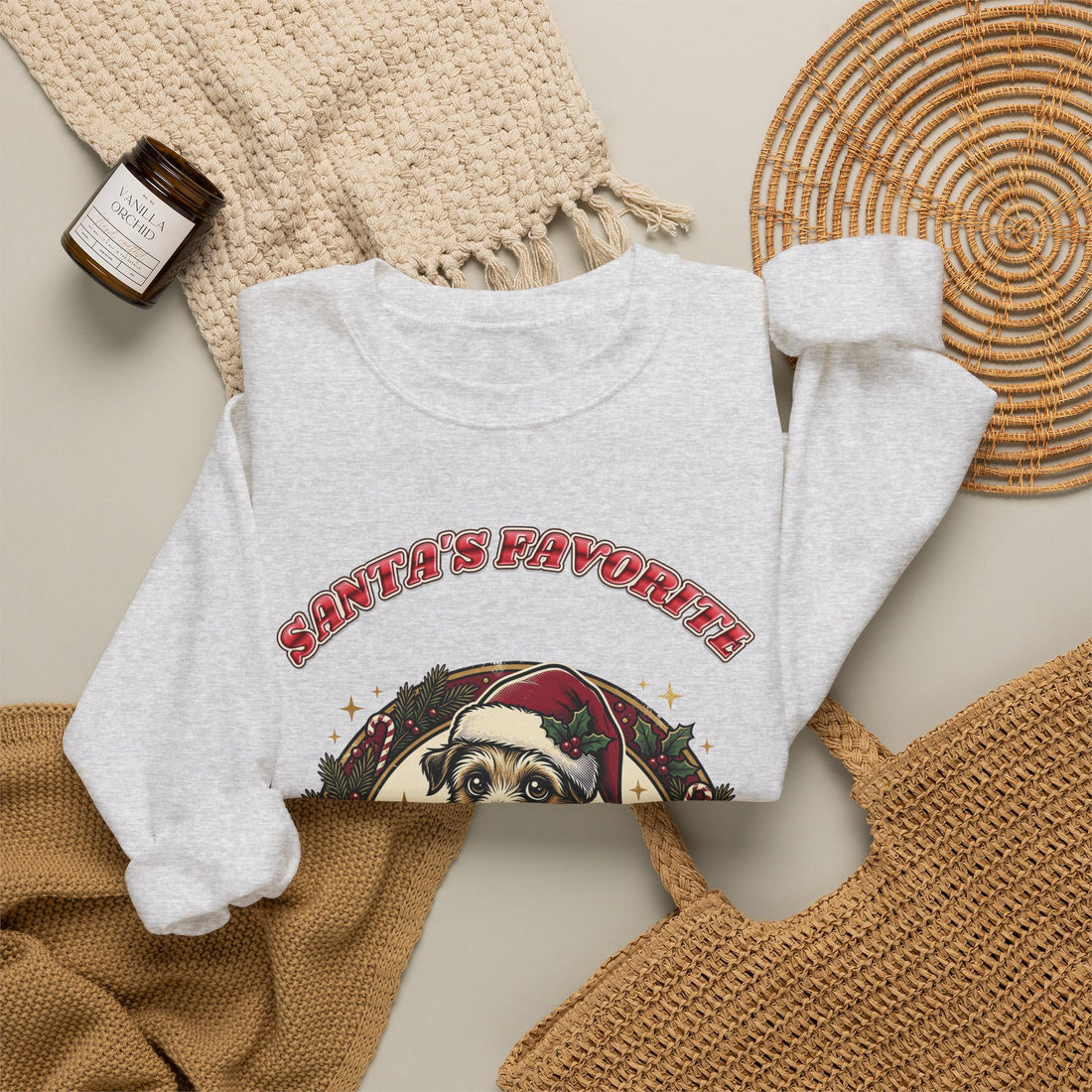 funny dog Christmas sweatshirt Santa's Favorite Snack Thief by Inkida, view 10