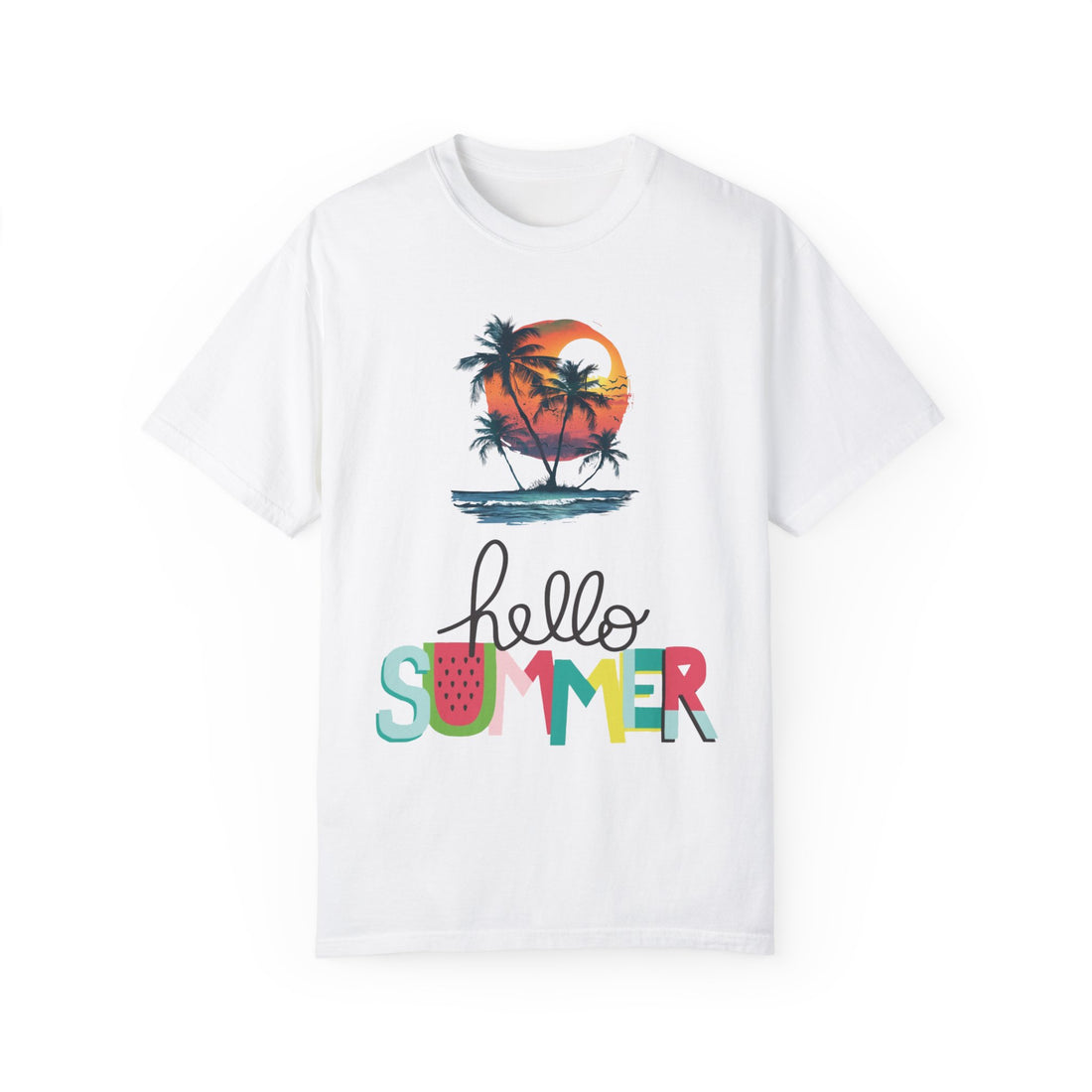 Hello Summer Sunset - Unisex Garment-Dyed T-shirt