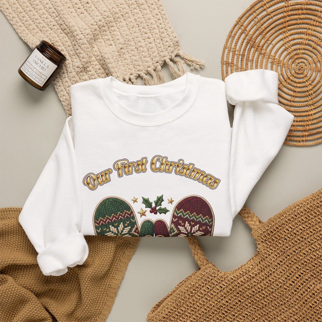 Our First Christmas as Us couples Christmas sweatshirt by Inkida, view 7