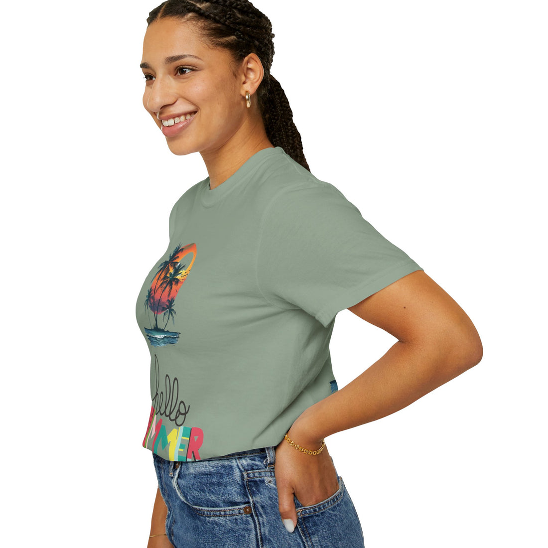 Hello Summer Sunset - Unisex Garment-Dyed T-shirt