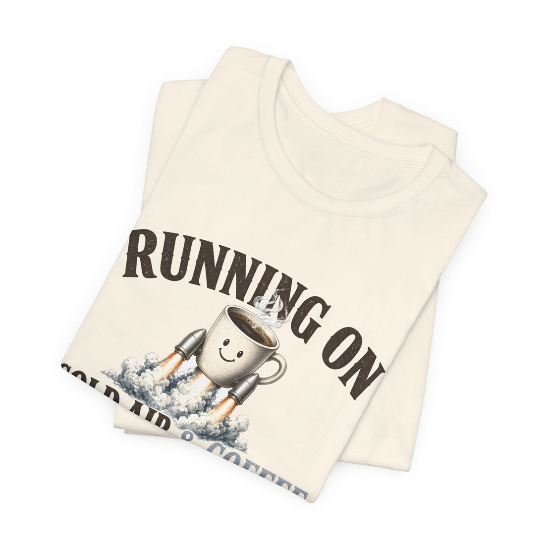 Running On Cold Air and Coffee Rocket Mug Tee
