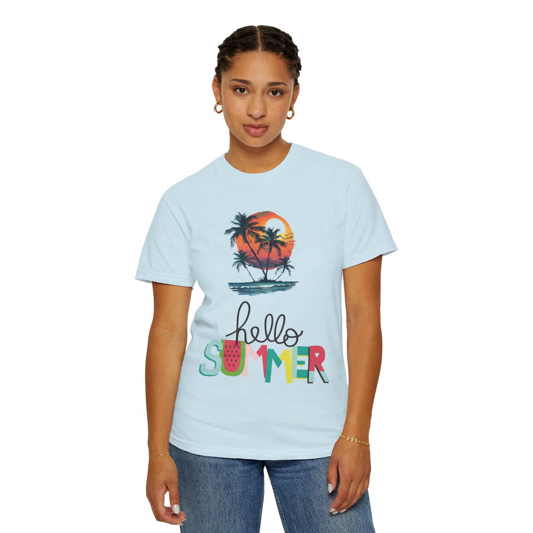 Hello Summer Sunset - Unisex Garment-Dyed T-shirt