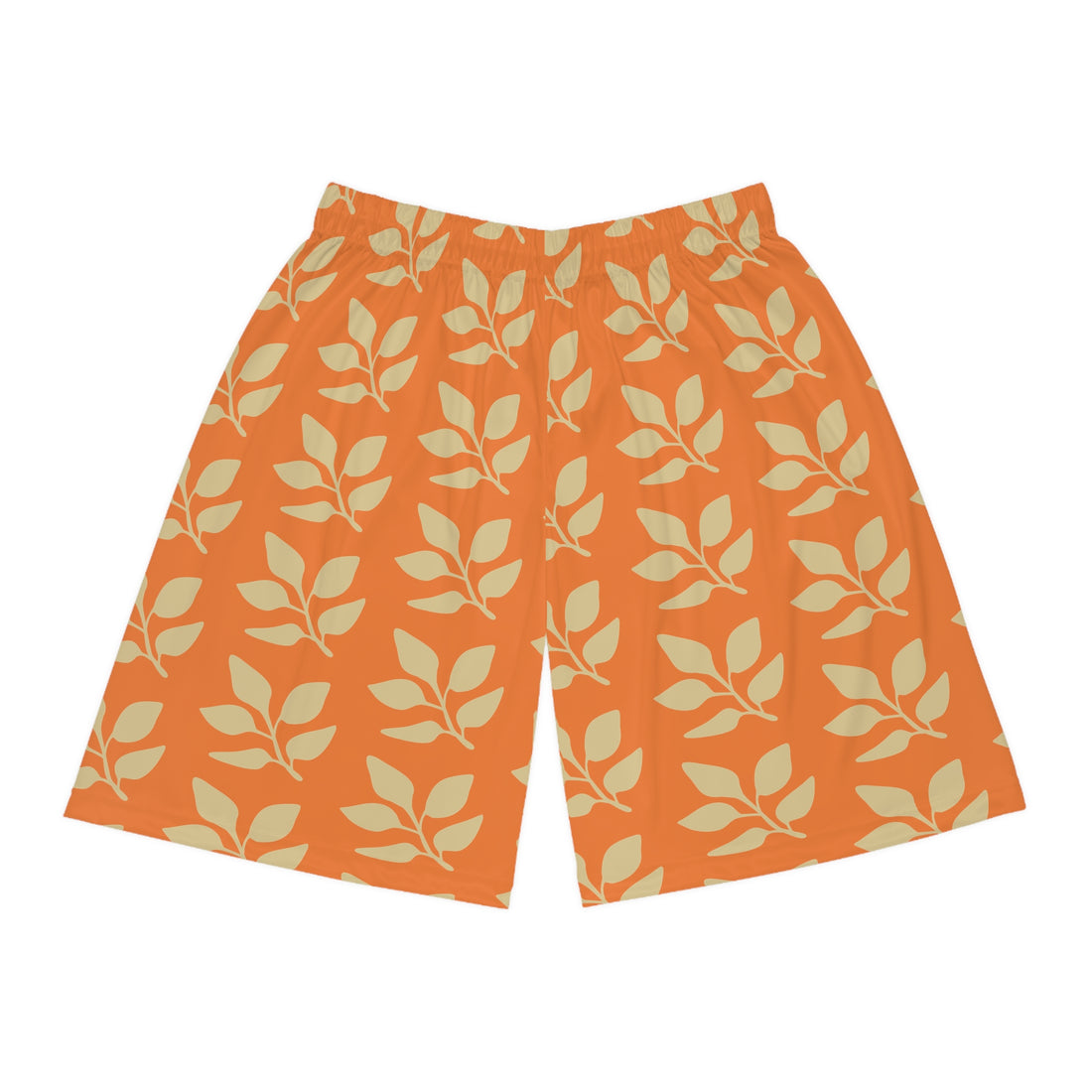 Orange Summer Flowers Basketball Shorts