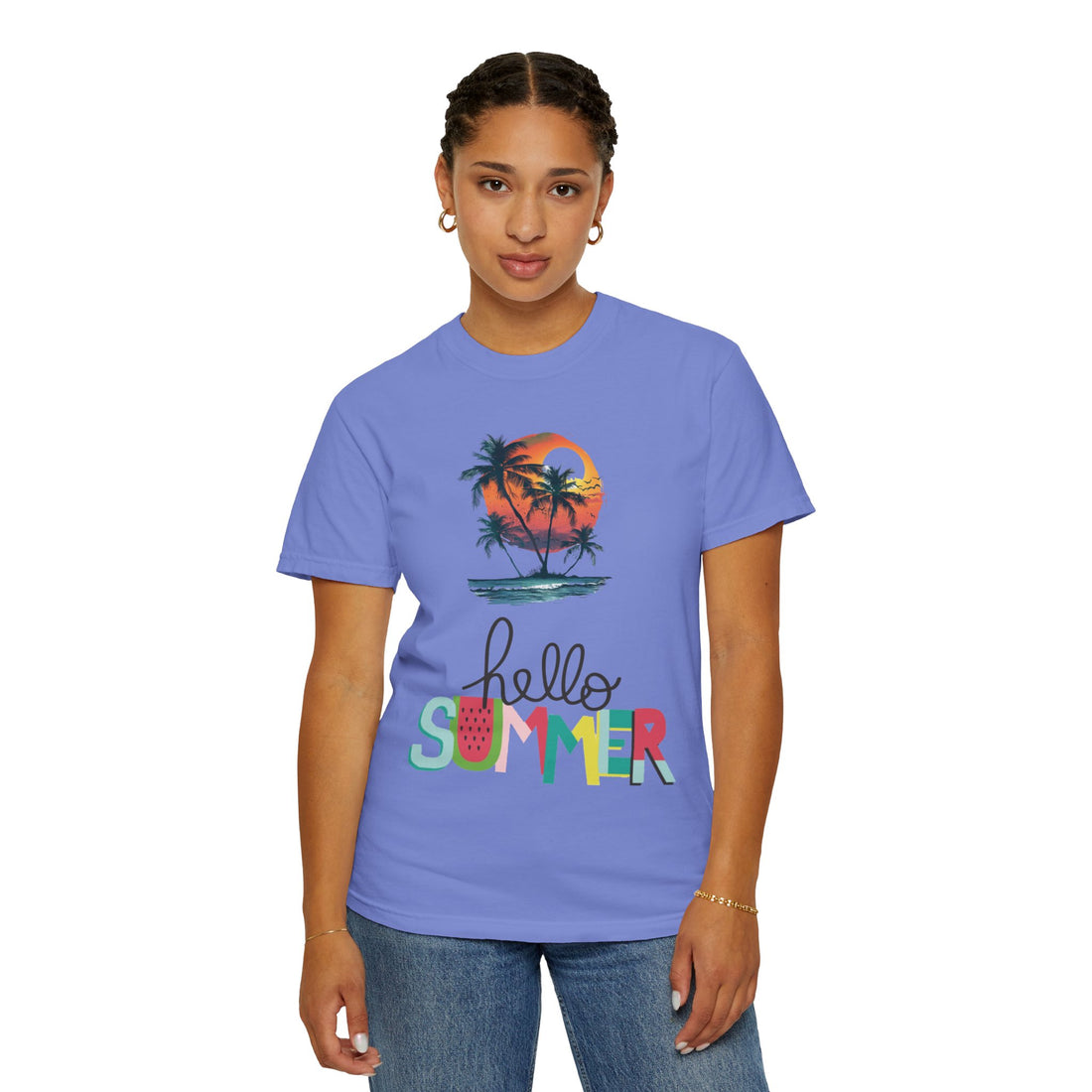 Hello Summer Sunset - Unisex Garment-Dyed T-shirt