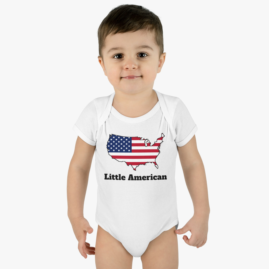 Little American USA flagged Map Infant Baby Rib Bodysuit