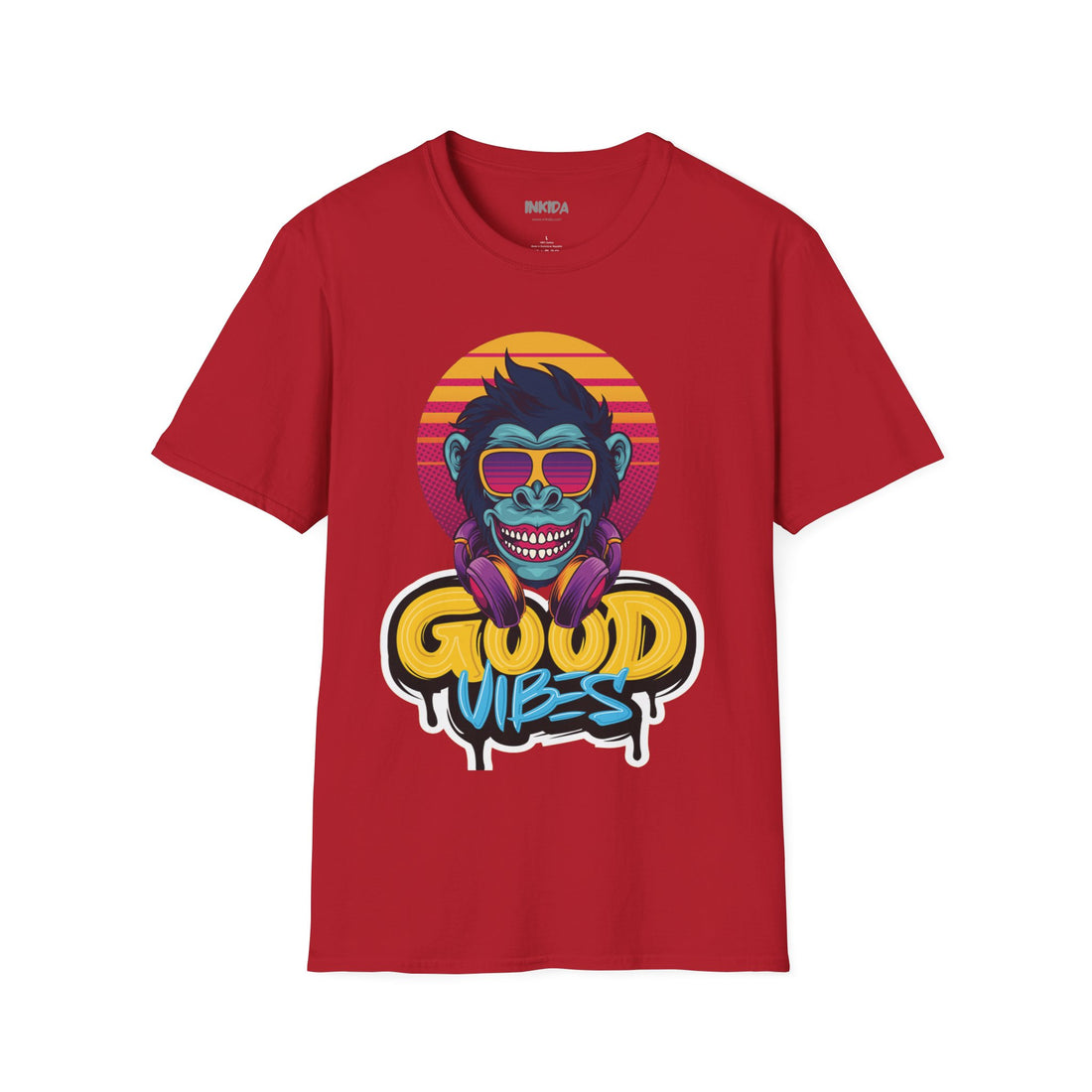 Good Vibes colorful graphic t-shirt by Inkida, view 12