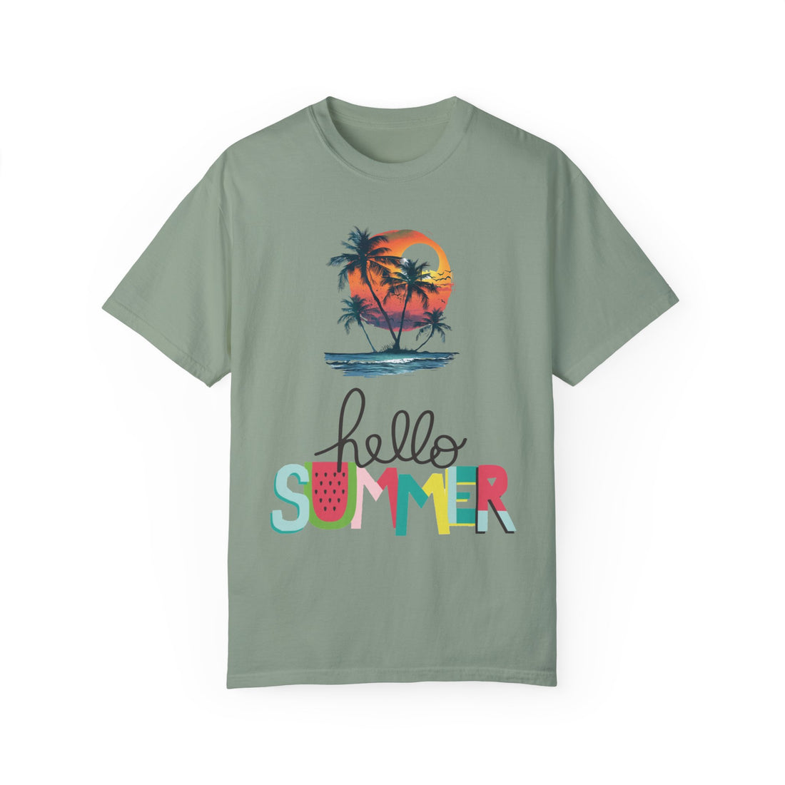 Hello Summer Sunset - Unisex Garment-Dyed T-shirt