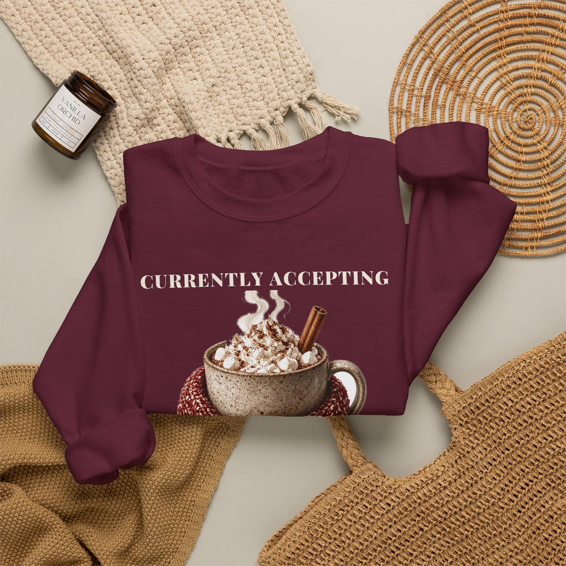 Currently Accepting Hot Cocoa Cozy Christmas Sweatshirt