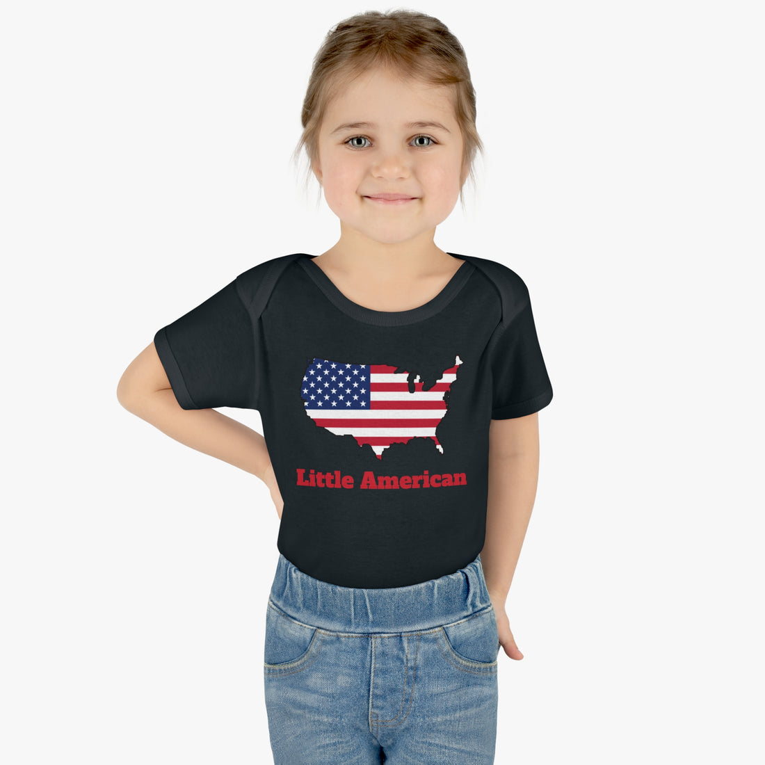 Little American USA flagged Map Infant Baby Rib Bodysuit
