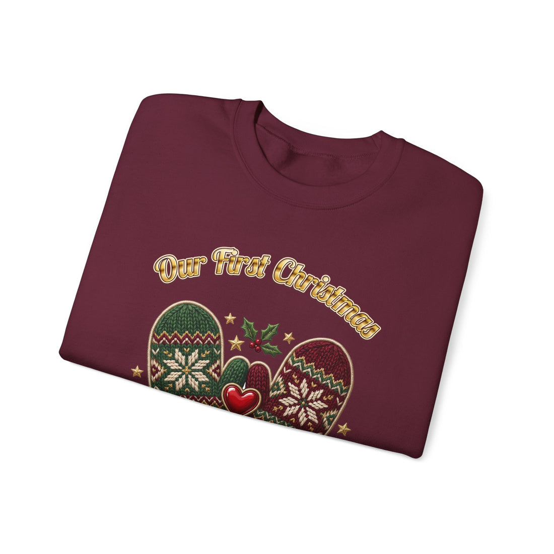 Our First Christmas as Us couples Christmas sweatshirt, dark color by Inkida, view 9