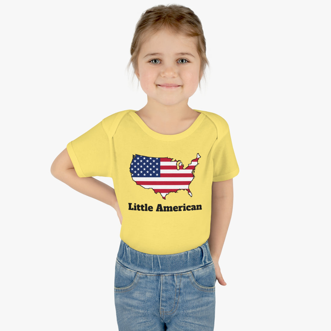 Little American USA flagged Map Infant Baby Rib Bodysuit