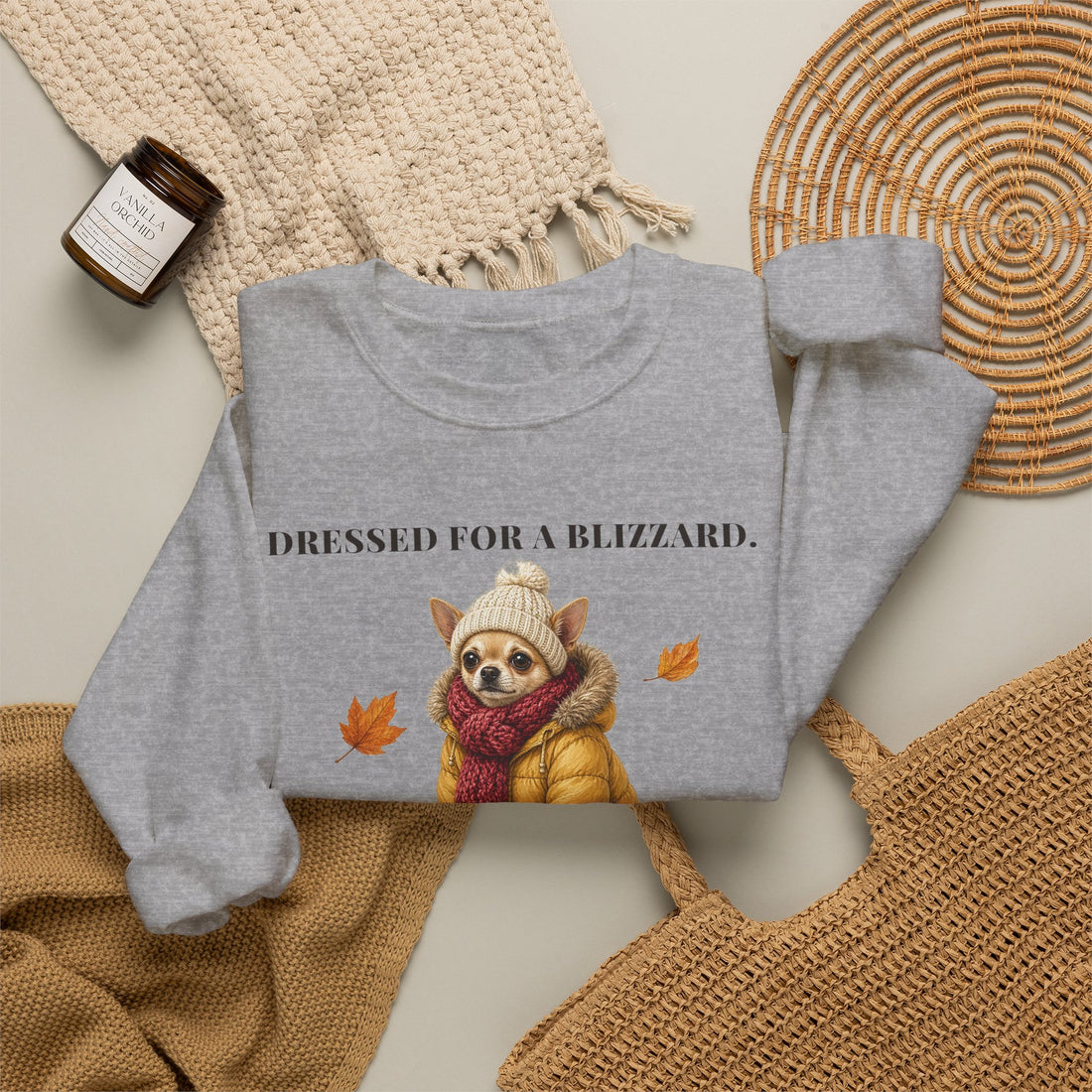 Dressed for a Blizzard. It's Sixty. Chihuahua Sweatshirt