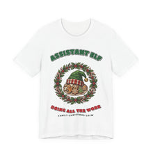 Assistant Elf Family Christmas T-Shirt on a White tee, front print by Inkida
