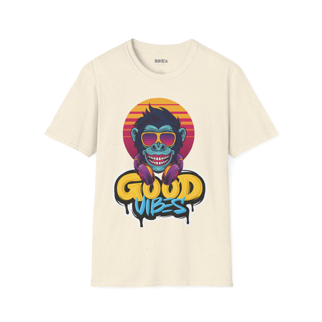 Good Vibes colorful graphic t-shirt by Inkida, view 7