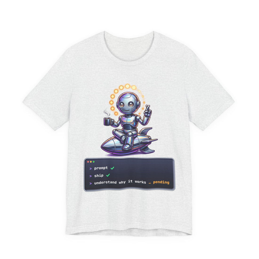 Prompt Ship Pending funny AI developer t-shirt by Inkida, view 2