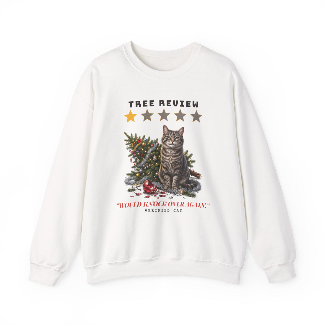 Tree Review: One Star, Would Knock Over Again funny sweatshirt by Inkida