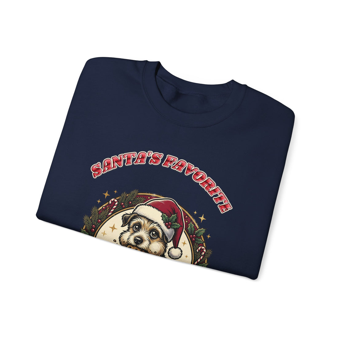 funny dog Christmas sweatshirt Santa's Favorite Snack Thief, dark color by Inkida, view 15