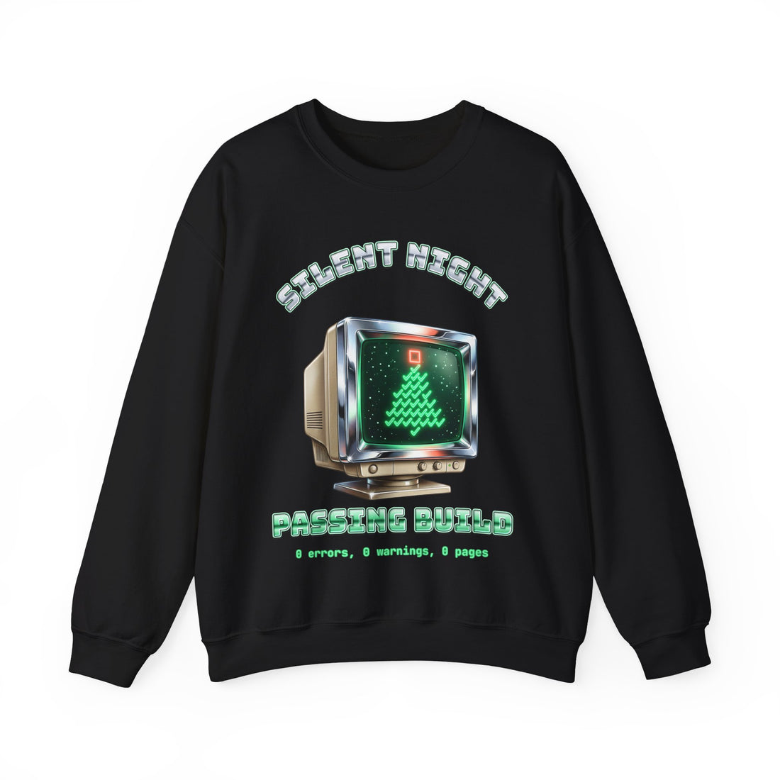 programmer Christmas sweatshirt Silent Night Passing Build, dark color by Inkida, view 1
