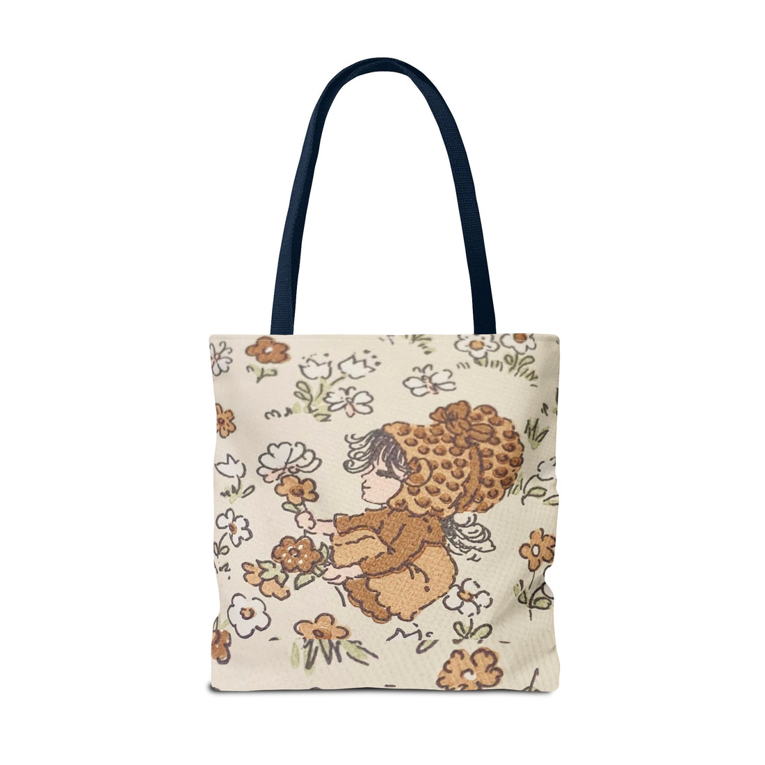 Vintage Girls Collecting Flowers Trending Tote Bag