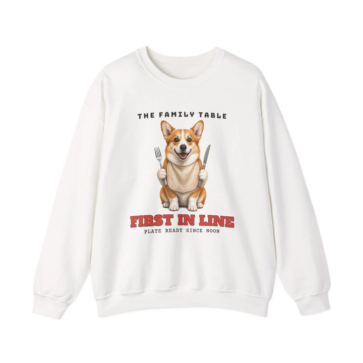 The Family Table: First in Line matching family sweatshirt by Inkida