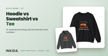 Inkida banner: hoodie vs sweatshirt vs tee with Napping Through Game Two in three styles
