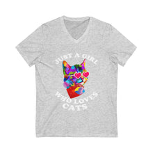 Just A Girl Who Loves Cats Women's Jersey Short Sleeve V-Neck Tee